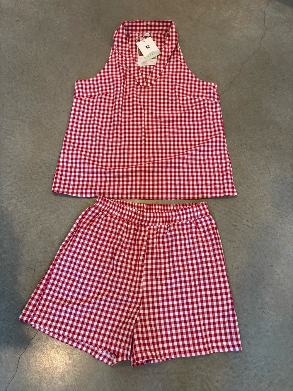 Red Gingham short set  - Brand:
